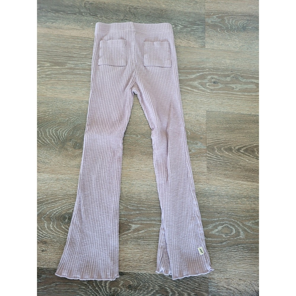 Easy Peasy Girls Gray Purple Ribbed Flare Leggings Pants 5T #9